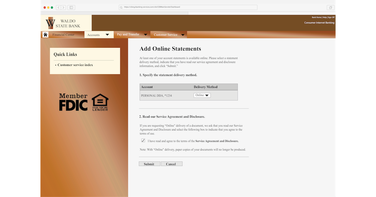 EStatement landingpage